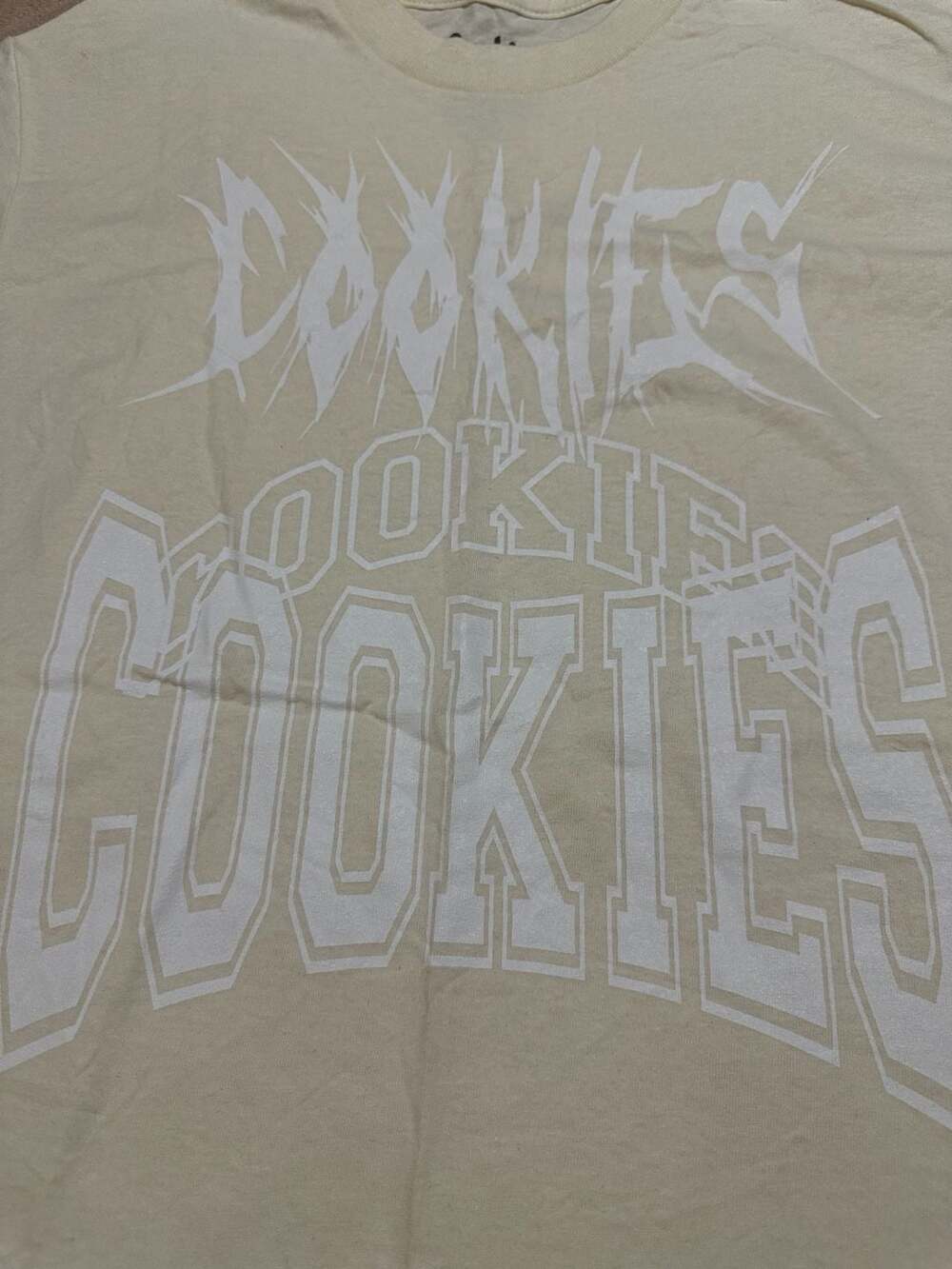NWOT Cookies SF Triple Logo Stacked Graphic T-Shirt Cream Size M